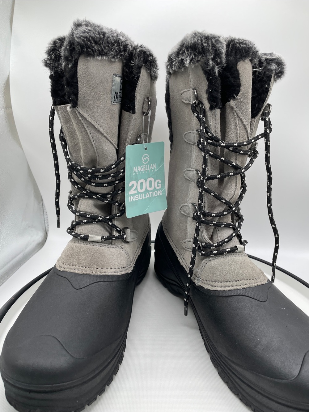 Magellan Outdoors Women's Gray and Black Insulated Lace-Up Winter Boots